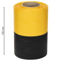 Artikel Moiré Kranzband 150mm Gelb-Schwarz - Trauerband, Schärpe, Deko, Vereinsband - 25m Rolle