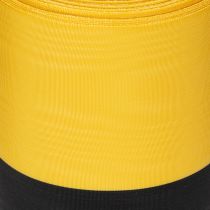 Artikel Moiré Kranzband 150mm Gelb-Schwarz - Trauerband, Schärpe, Deko, Vereinsband - 25m Rolle