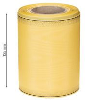 Artikel Moiré Kranzband Gelb mit Goldverzierung 125mm 25m - Hochwertiges Trauerband Dekoband Schleifenband