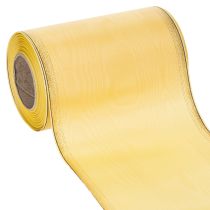 Artikel Moiré Kranzband Gelb mit Goldverzierung, Dekoband Floristik, Acetat/Polyester 150mm x 25m
