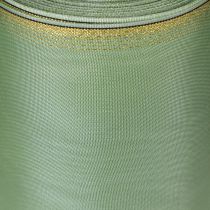 Artikel Moiré Kranzband Salbei Grün mit Goldrand - 175mm x 25m - Deko-Band für Floristik & Feierlichkeiten