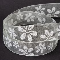 Artikel Organzaband Blumen Geschenkband Grün 25mm 18m