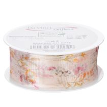 Artikel Organzaband Chiffonband Blumen Orange Rosa 40mm 15m
