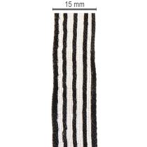 Artikel Organzaband mit Streifen Geschenkband Schwarz 15mm 20m