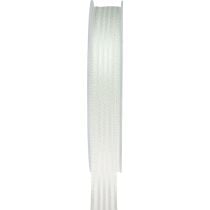 Floristik24 Organzaband mit Streifen Geschenkband Weiß 15mm 20m