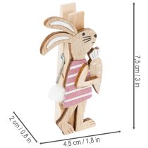 Artikel Osterhasen Deko Klammern Hasen Rosa, Weiß Holz Osterdeko 7,5cm 4St