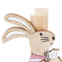 Artikel Osterhasen Deko Klammern Hasen Rosa, Weiß Holz Osterdeko 7,5cm 4St