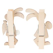 Artikel Osterhasen Deko Klammern Hasen Rosa, Weiß Holz Osterdeko 7,5cm 4St