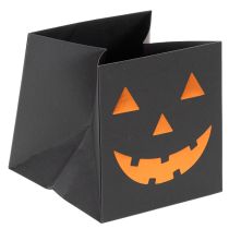 Artikel Papiertüte Kürbis Gesicht Übertopf Halloween Deko 10cm 6St