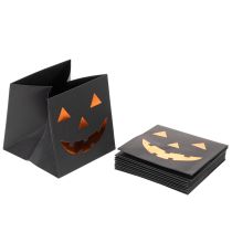 Artikel Papiertüte Kürbis Gesicht Übertopf Halloween Deko 10cm 6St