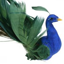 Paradiesvogel, Pfau zum Klemmen, Federvogel, Vogeldeko Blau, Grün, Bunt H8,5 L29cm