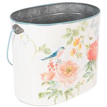 Artikel Pflanzeimer oval Vintage Frühlingsdeko Pflanzkübel Metall 26/22/17cm 3er-Set