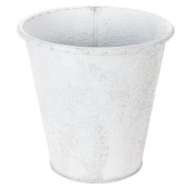 Artikel Pflanzgefäß, Übertopf mit Ornamenten, Metalldeko Weiß, Grau Ø20,5cm H19,5cm
