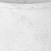 Artikel Pflanzgefäß, Übertopf mit Ornamenten, Metalldeko Weiß, Grau Ø20,5cm H19,5cm