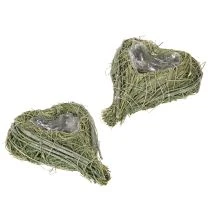Artikel Deko Herz aus Naturgras mit Folie Einsatz 14cm 2St