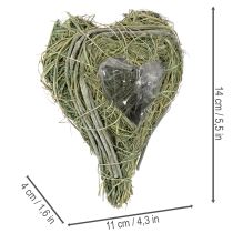 Artikel Deko Herz aus Naturgras mit Folie Einsatz 14cm 2St