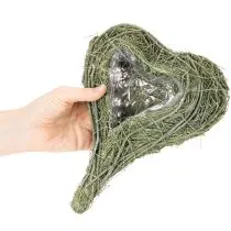 Artikel Pflanzherz aus Naturmaterial für Floristik mit Folie 25cm