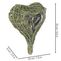 Artikel Pflanzherz aus Naturmaterial für Floristik mit Folie 25cm