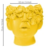Artikel Pflanzkopf Büste Polyresin Übertopf Gelb 13,5×13×14cm