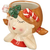 Artikel Pflanzkopf Keramik Mädchen Deko Übertopf Weihnachten H17cm