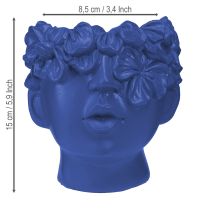 Artikel Pflanzkopf Polyresin Büste Übertopf Blau 13,5×13×14cm