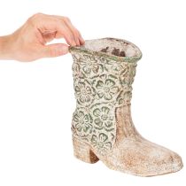 Artikel Blumentopf Cowboystiefel Pflanzschuh Vintage Blumenmuster 24cm