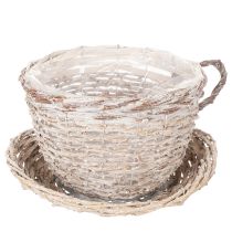 Artikel Korb Tasse mit Unterteller Dekoration große Tischdeko 34cm