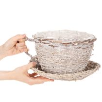 Artikel Korb Tasse mit Unterteller Dekoration große Tischdeko 34cm