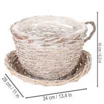 Artikel Korb Tasse mit Unterteller Dekoration große Tischdeko 34cm