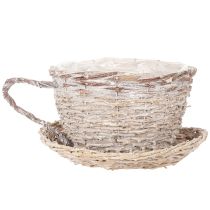 Artikel Korb Tasse mit Unterteller Dekoration große Tischdeko 34cm