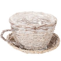 Artikel Korb Tasse mit Unterteller Dekoration große Tischdeko 34cm
