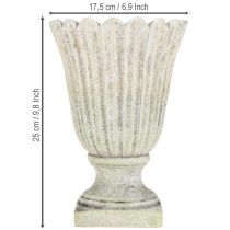 Artikel Pflanztopf Steinguss Pokal Antiker Stil Grau Ø17,5cm H25cm