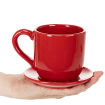 Artikel Tasse Deko groß mit Unterteller als Planztopf 17cm