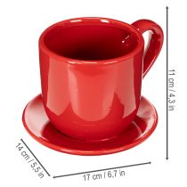 Artikel Tasse Deko groß mit Unterteller als Planztopf 17cm