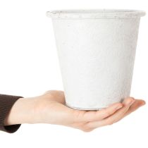Artikel Pflanztopf mit Ornamenten, Übertopf, Metallgefäß Weiß Ø15,5cm H14,5cm