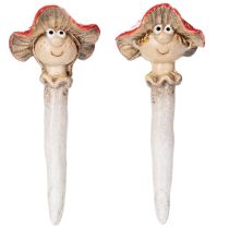 Artikel Pilz Stecker Dekofigur Mädchen und Junge Fliegenpilz mit Gesicht 13cm 2St