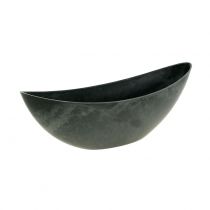 Herbstdeko Deko Schale Schiffsform schwarz marmoriert Kunststoff Pflanzschale 