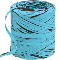 Dekoband aus Kunststoff, Raffiabast, Multicolor-Geschenkband Blau-Braun L200m