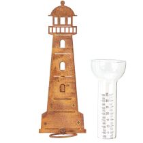 Artikel Regenmesser Leuchtturm Rostoptik – Dekorativer Niederschlagsmesser für den Garten und Zaun 41cm rost