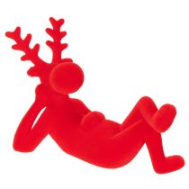 Artikel Dekofigur Rentier rot liegend modernes Design 24cm 2St