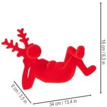 Artikel Dekofigur Rentier rot liegend modernes Design 24cm 2St