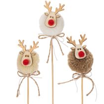 Artikel Dekostecker Rentierfigur Pompom Weihnachten 24cm 12St