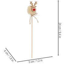 Artikel Dekostecker Rentierfigur Pompom Weihnachten 24cm 12St