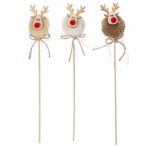 Artikel Dekostecker Rentierfigur Pompom Weihnachten 24cm 12St