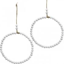 Artikel Deko-Holzring, Frühlingsdeko, Ring mit Perlen, Hochzeit Weiß Ø19cm 4St