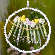 Artikel Weißer Perlendekokranz Ø28cm 4er-Set - Vielseitig verwendbarer Hängeschmuck für Frühling, Hochzeit & Vintage Dekorationen