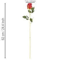Artikel Künstliche Rose mit langem Stiel Rote Kunstblume 62cm 12St
