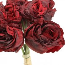 Artikel Kunstrosen Rot, Seidenblumen, Rosenbund L23cm 8St