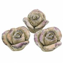 Beton-Rose Grau, Violett Ø7,7 H5,5cm 3St