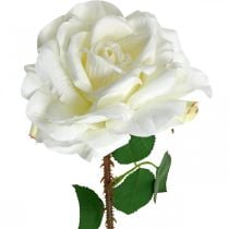 Weiße Rose, Kunst-Rose am Stiel, Seidenblume, künstliche Rose L72cm Ø13cm